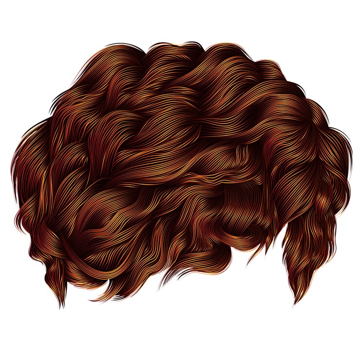 Vetor cabelos cacheados na moda ruiva ruiva ruiva. comprimento médio . moda beleza estilo .realista gráfico 3d.