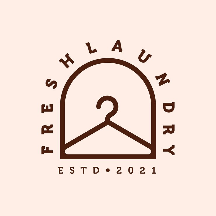 Vetor cabide lavanderia linha minimalista arte logotipo ilustração vetorial cabide monoline logotipo distintivo modelo design simples moderno fresco ilustração logo conceito