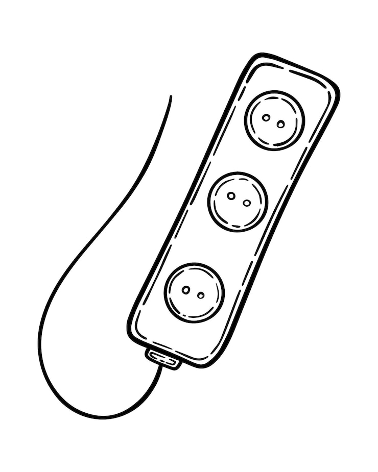 Vetor cabo de extensão para um soquete com três conectores lineares doodles