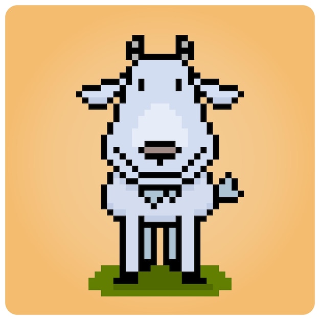 Cabra adorável de pixel de 8 bits. animais para ativos de jogo e padrão de ponto de cruz em ilustração vetorial