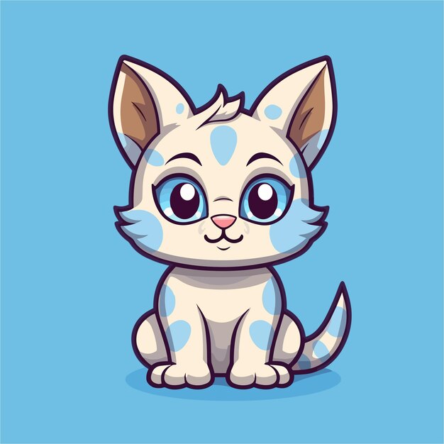 Vetor caçador gatinho zoológico selvagem adorável gatinho bonito desenho animado gato kawaii gato selvagem felino companheiro de estimação pla