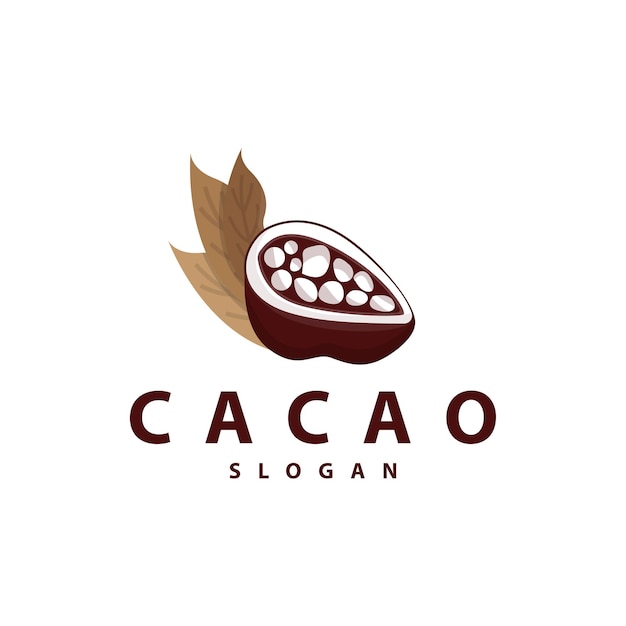 Vetor cacao bean logo design premium vintage retro old fresh organic garden plant seed simple minimalist