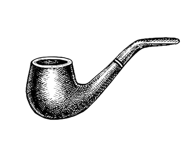 Cachimbo. esboço de tinta desenhado à mão.