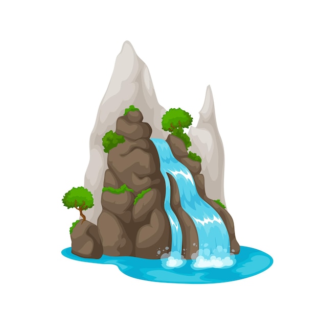 Cachoeira de desenho animado e design vetorial de cascata de água