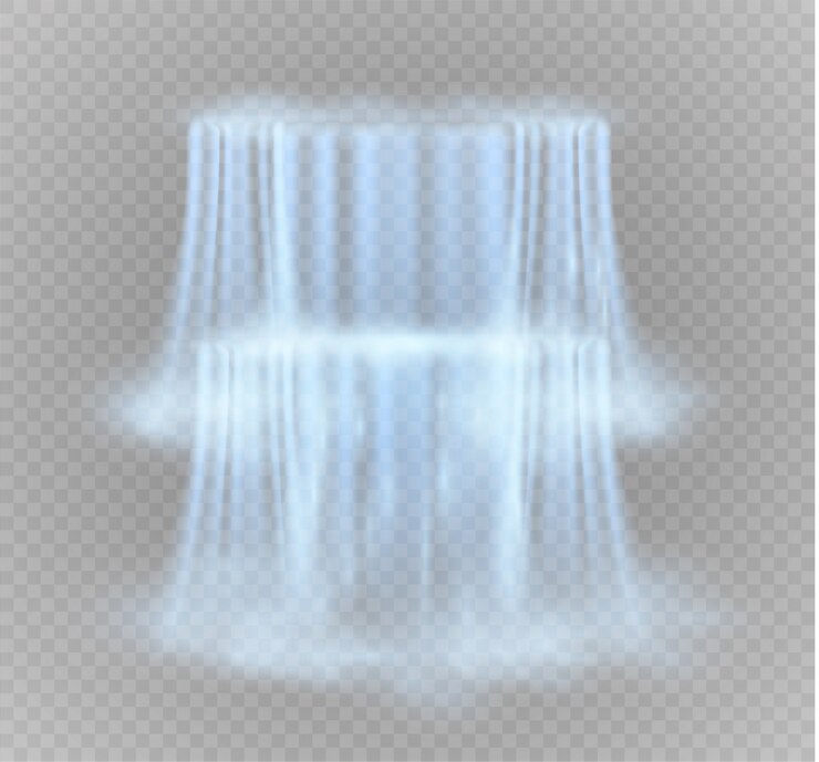 Vetor cachoeira, isolada em fundo transparente. um fluxo de água.