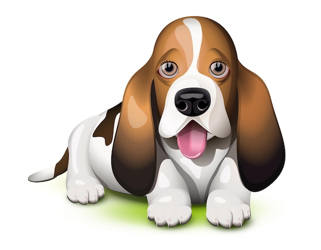 Vetor cachorro basset hound mostrando a língua