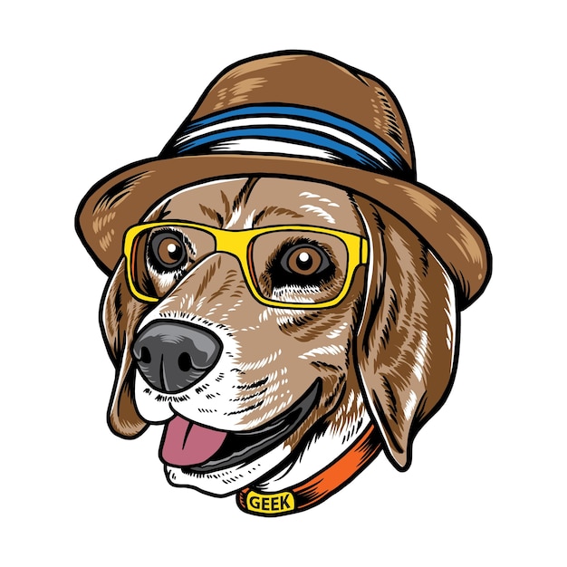 Cachorro beagle moderno e legal isolado no branco