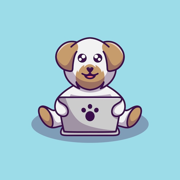 Cachorro com ilustração de laptop