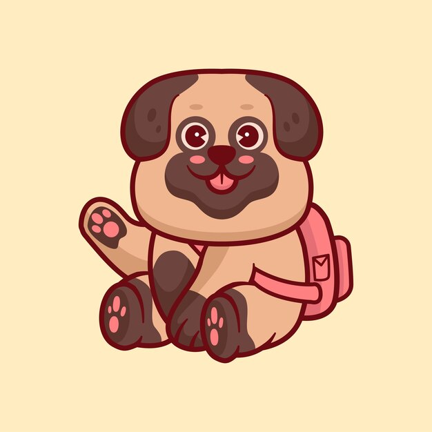 Vetor cachorro de bulldog usando uma ilustração de animal de desenho animado de saco