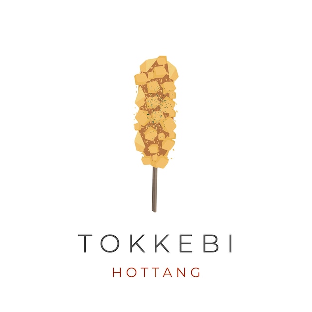 Cachorro de milho hotang tokkebi hotdog street food ilustração vetorial logo