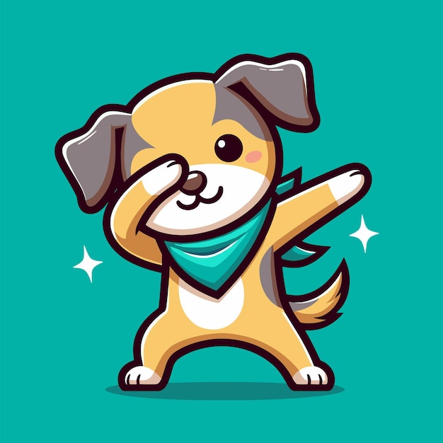 Cachorro enxugando pose de ilustração de desenho animado fundo plano