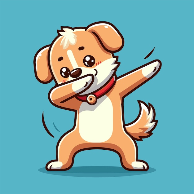 Cachorro enxugando pose de ilustração de desenho animado fundo plano