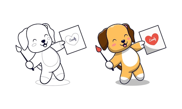 Cachorro fofo desenhando desenhos de amor para colorir para crianças