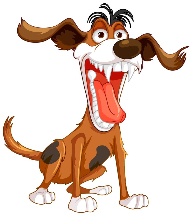 Vetor cachorro louco com dentes