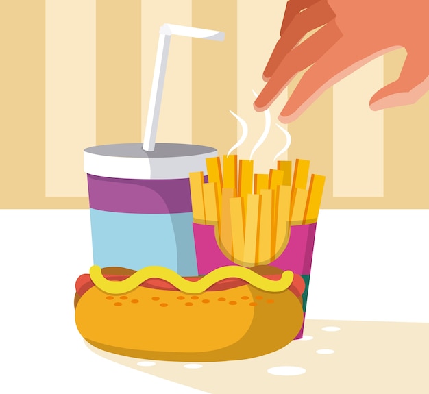 Cachorro-quente e batata frita