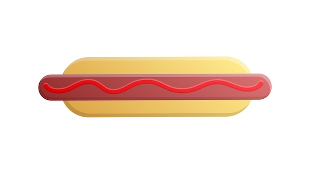 Cachorro-quente em pão de ilustração vetorial de fundo branco com ketchup de salsicha lanche favorito na hora do almoço