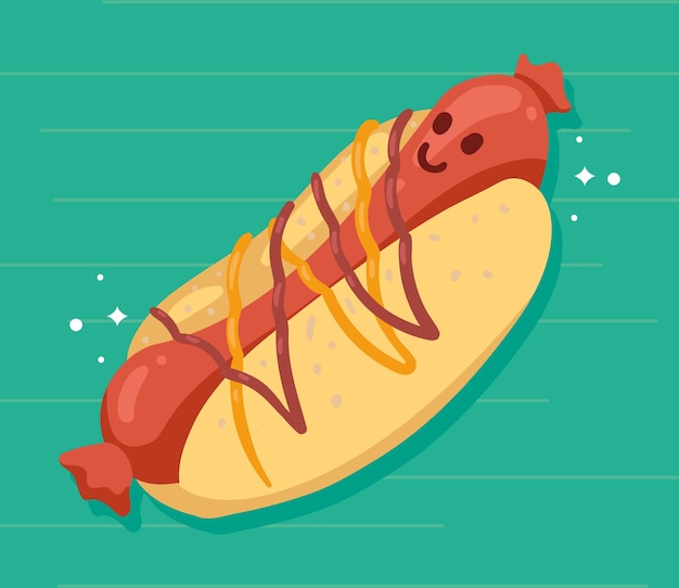 Cachorro-quente fast-food kawaii