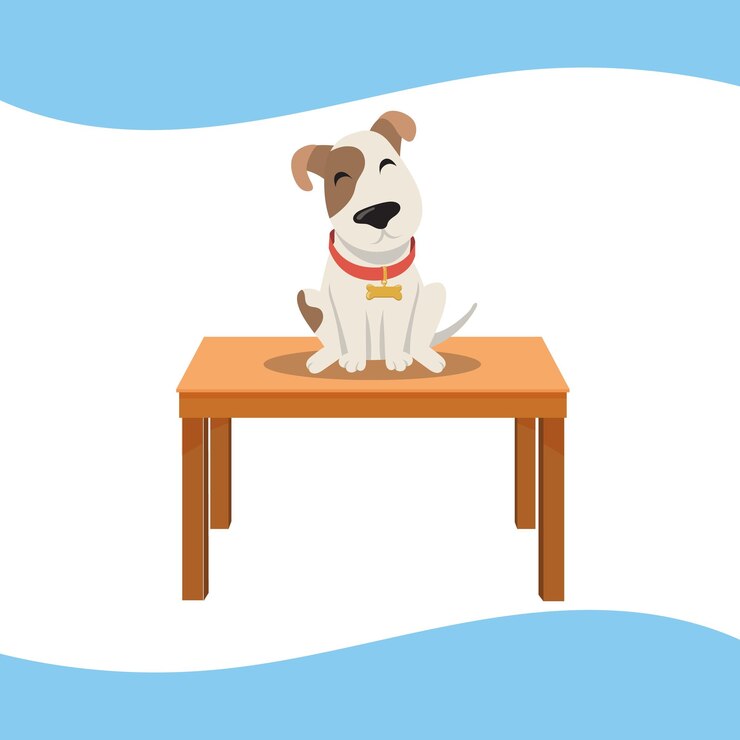 Vetor cachorro sentado em uma mesa