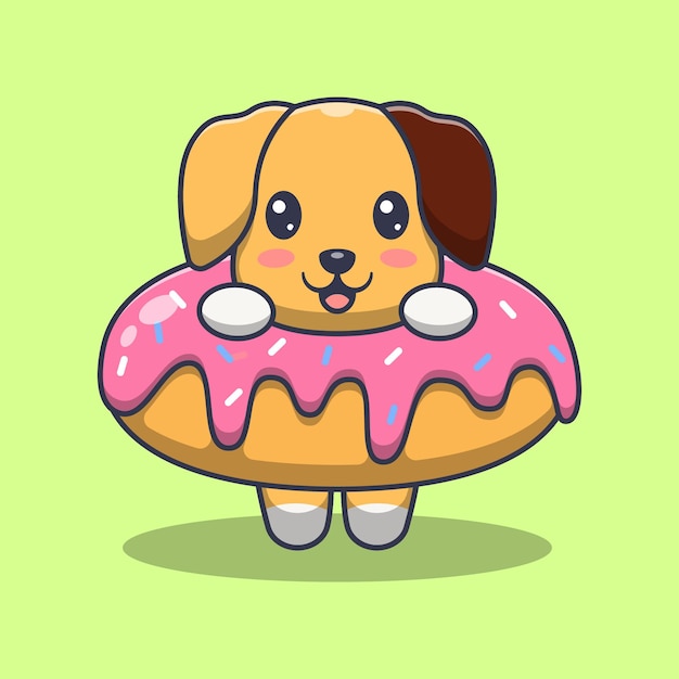 Vetor cachorros fofos com ilustração de desenho animado de sobremesa