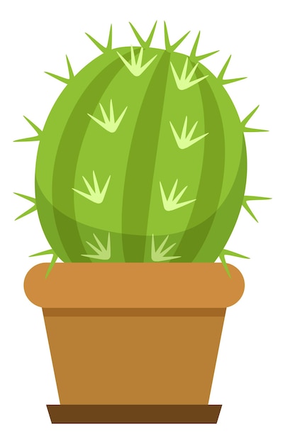 Ilustração Do Vetor Com Desenhos Animados Ícone Isolado Cacto. Vector  Planta Da Casa Em Vaso, Home Interior Fundo. Succulent Do Deserto Mexicano.  Início Flores Dos Desenhos Animados Coberta Objeto No Fundo Branco