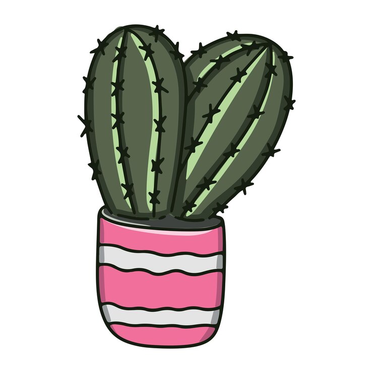 Vetor cacto verde em uma ilustração isolada de pote rosa