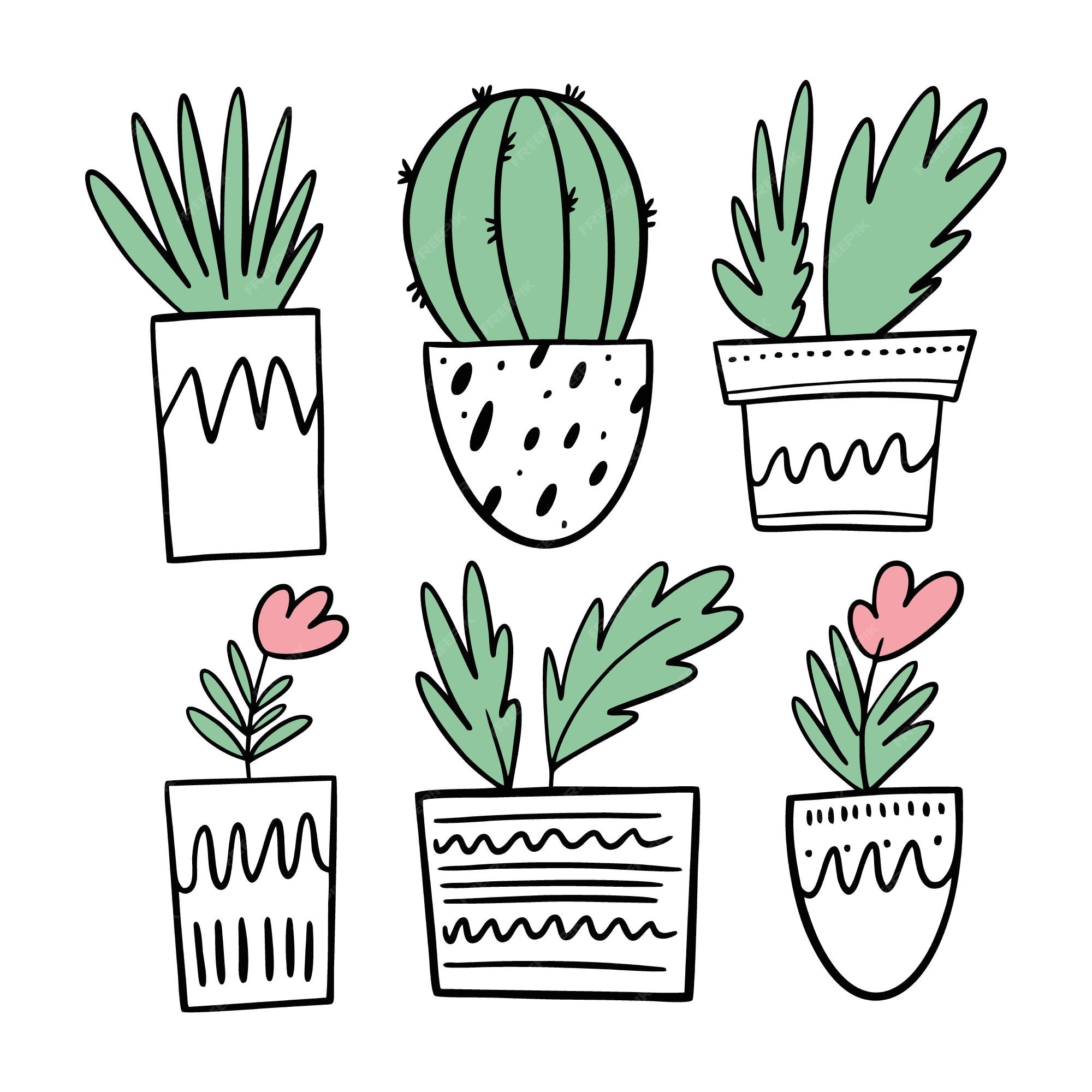 Conjunto De Cactos De Desenho Animado Bonitos Na Floreira Isolados Em Fundo  Branco Ilustração Stock - Ilustração de fundo, potenciômetro: 161587882