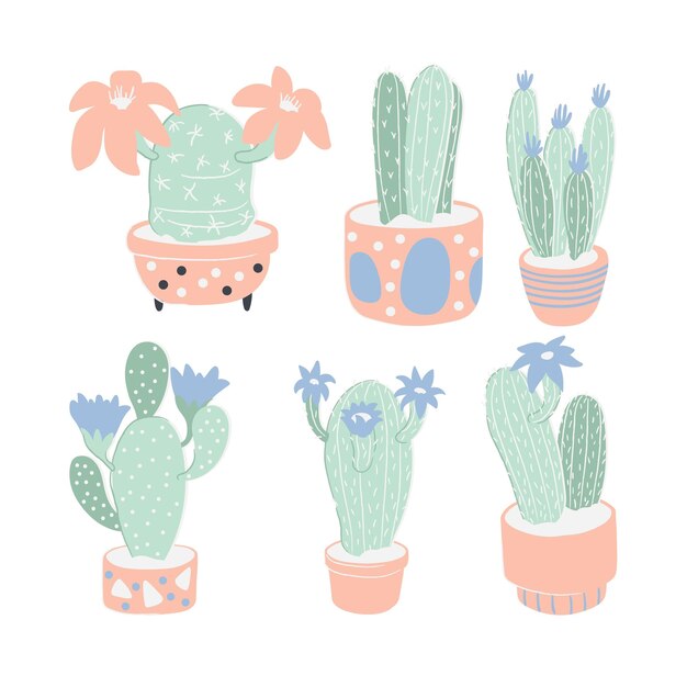 Vetor cactus, cactos decorados, ícone de plantas suculentas, ilustração, gráfico, clipart