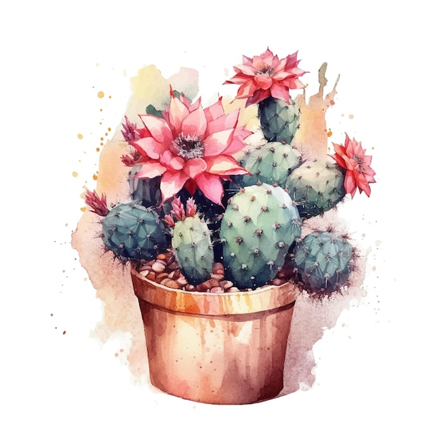 Ilustração Vetorial Coleção Cactos Desenho Caneta Com Fundo Estilo Aquarela  vetor(es) de stock de ©milanawork@mail.ru 197267234