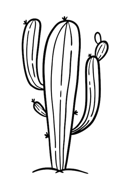 Cactus Coloring Page - Desenho De Cacto Preto E Branco - Free