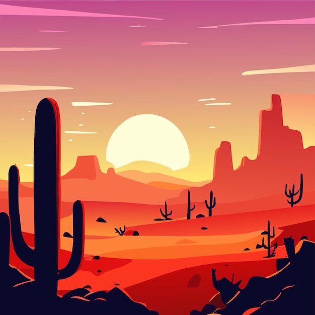 Vetor cactus do deserto desenhado à mão plano elegante mascote desenho de personagens de desenho animado adesivo conceito de ícone isolado