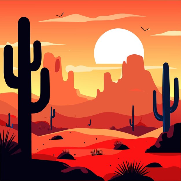 Cactus do deserto desenhado à mão plano elegante mascote desenho de personagens de desenho animado adesivo conceito de ícone isolado