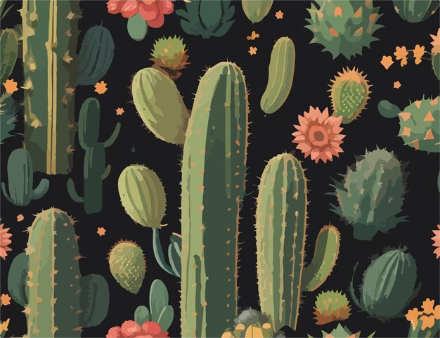 Cactus Garden Delights Desenhos de padrões vetoriais 2D