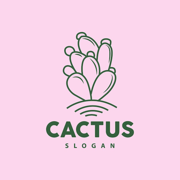 Vetor cactus logo desert plant green vector design simples linha elegante estilo ícone ilustração símbolo