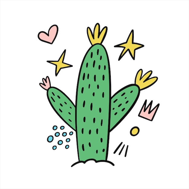 Cactus verde em estilo de desenho animado ilustração vetorial de projeto plano de planta mexicana
