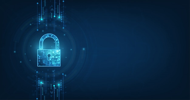 Cadeado Com Fechadura. segurança de dados pessoais Ilustra dados cibernéticos ou ideia de privacidade de informações. cor azul resumo oi velocidade internet tecnologia.