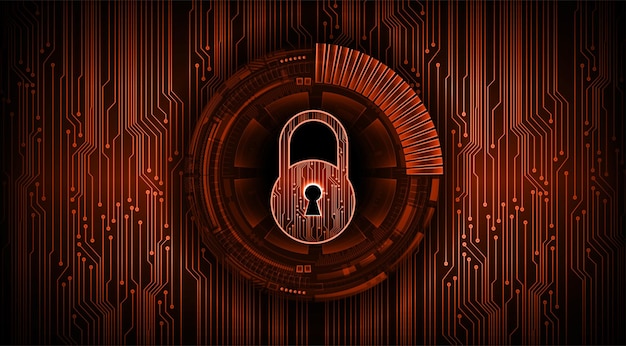 Cadeado fechado na segurança cibernética de fundo digital