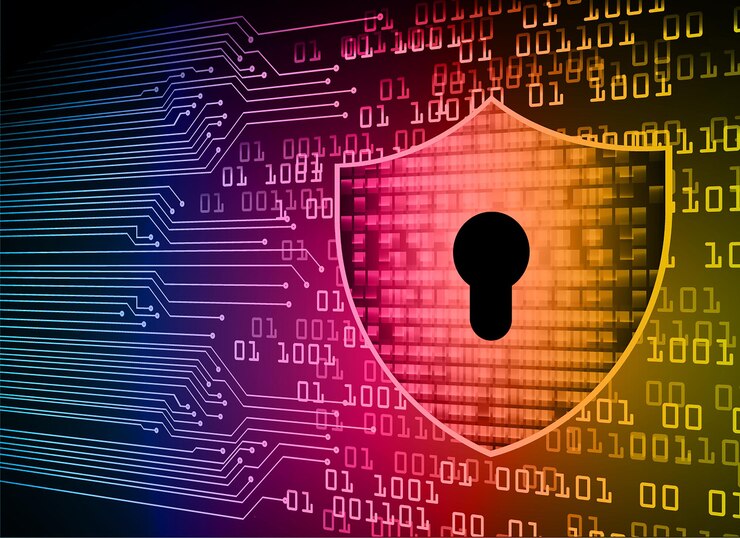 Vetor cadeado fechado na segurança cibernética de fundo digital