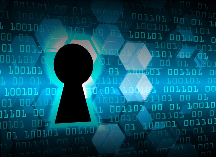 Vetor cadeado fechado no fundo digital, segurança cibernética
