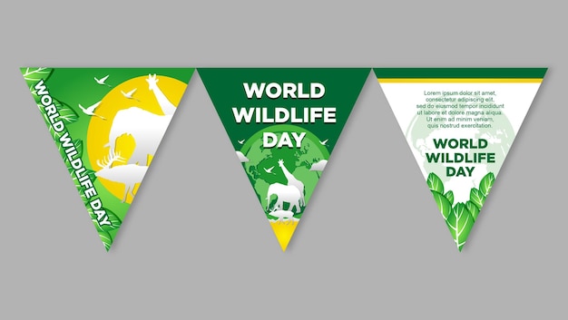 Cadeia de bandeiras do Dia Mundial da Vida Selvagem