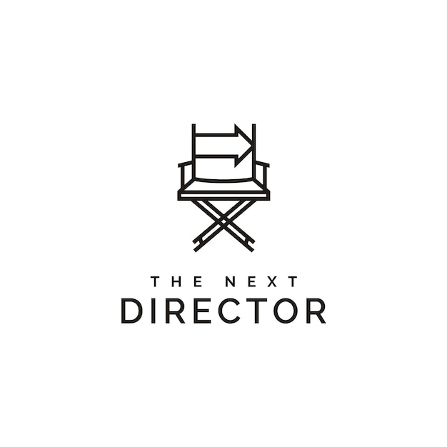 Cadeira de diretor de cinema e seta direita logo