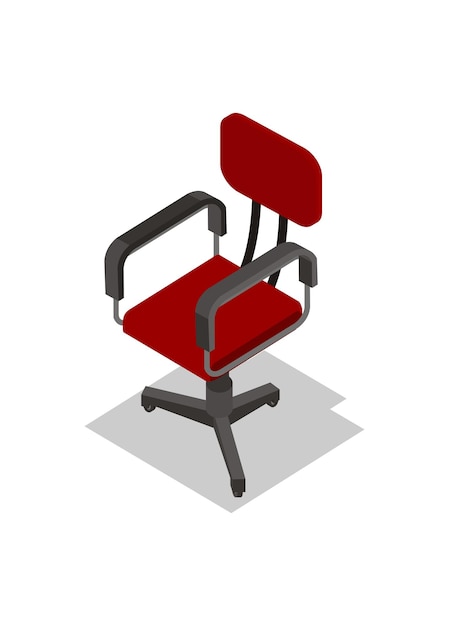 Vetor cadeira de escritório em vista isométrica ilustração plana simples