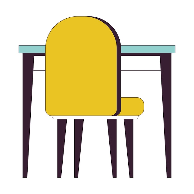 Vetor cadeira de mesa linha plana cor objeto vetorial isolado mobiliário de assento contemporâneo assento de escritório editável imagem de arte clip em fundo branco simples contorno cartoon spot ilustração para web design