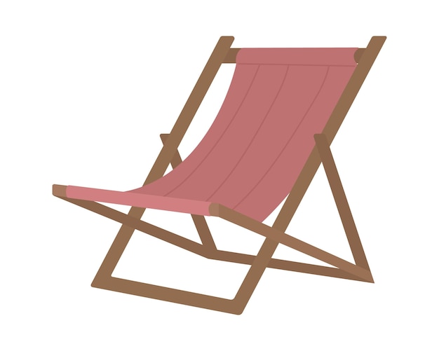 Cadeira de praia para relaxar objeto vetorial de cor semi-plana