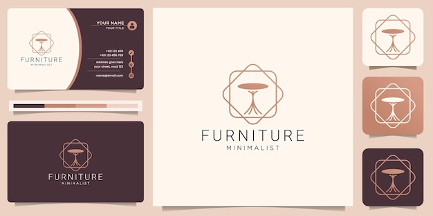 Cadeira logo design interior de móveis com moldura estilo minimalista, móveis de inspiração premium.