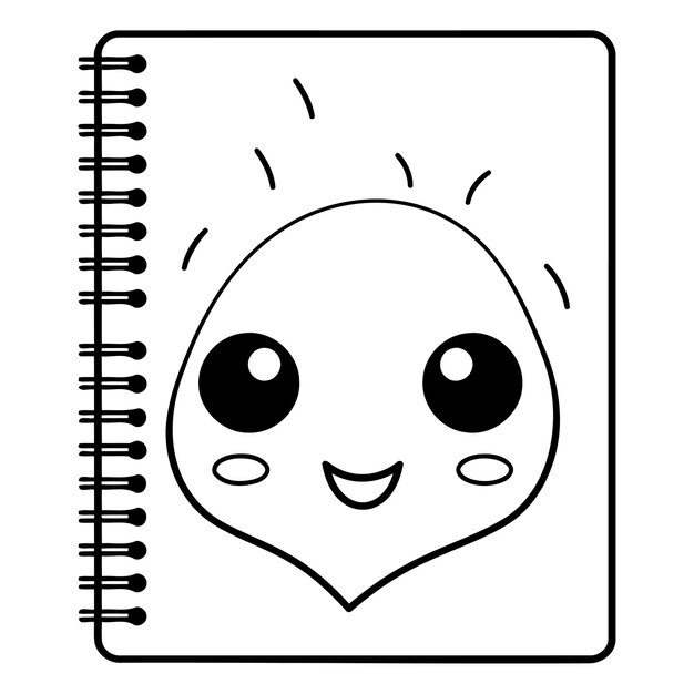 Vetor caderno com cara bonita kawaii personagem vector ilustração designicon