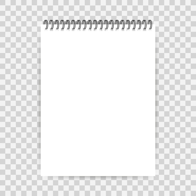 Caderno com página em branco
