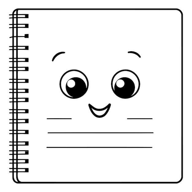 Vetor caderno com um bonito estilo de contorno de ícone de rosto kawaii