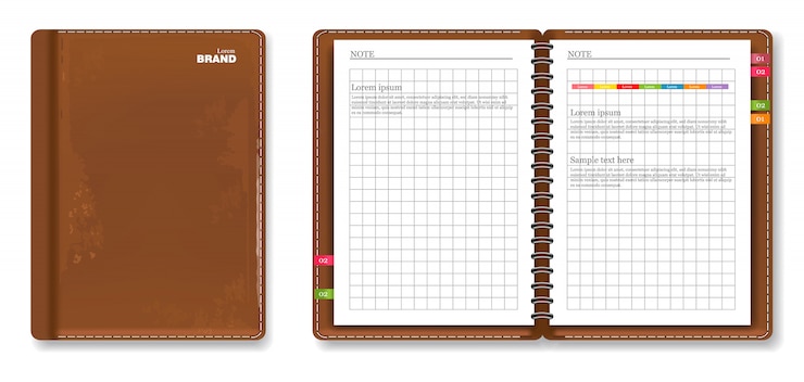 Vetor caderno de couro