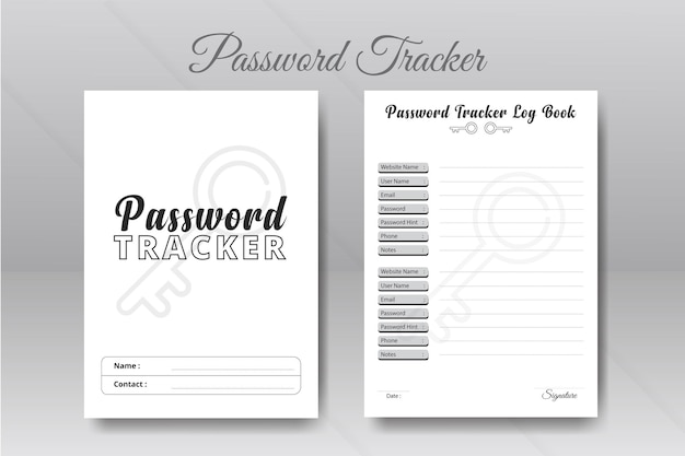 Vetor caderno de informações do site do livro de registro de senha