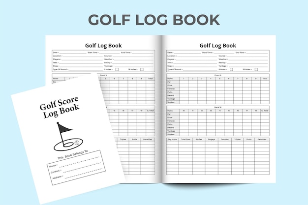 Vetor caderno de pontuação de golfe interior do kdp informações diárias de golfe e modelo de livro de registro de pontuação do jogo diário interno do kdp gravador de informações de localização de golfe e interior do verificador de condições climáticas